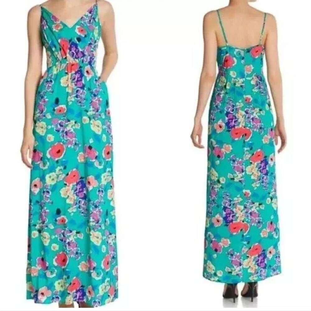 Yumi Kim Green Floral Maxi Dress Size Small